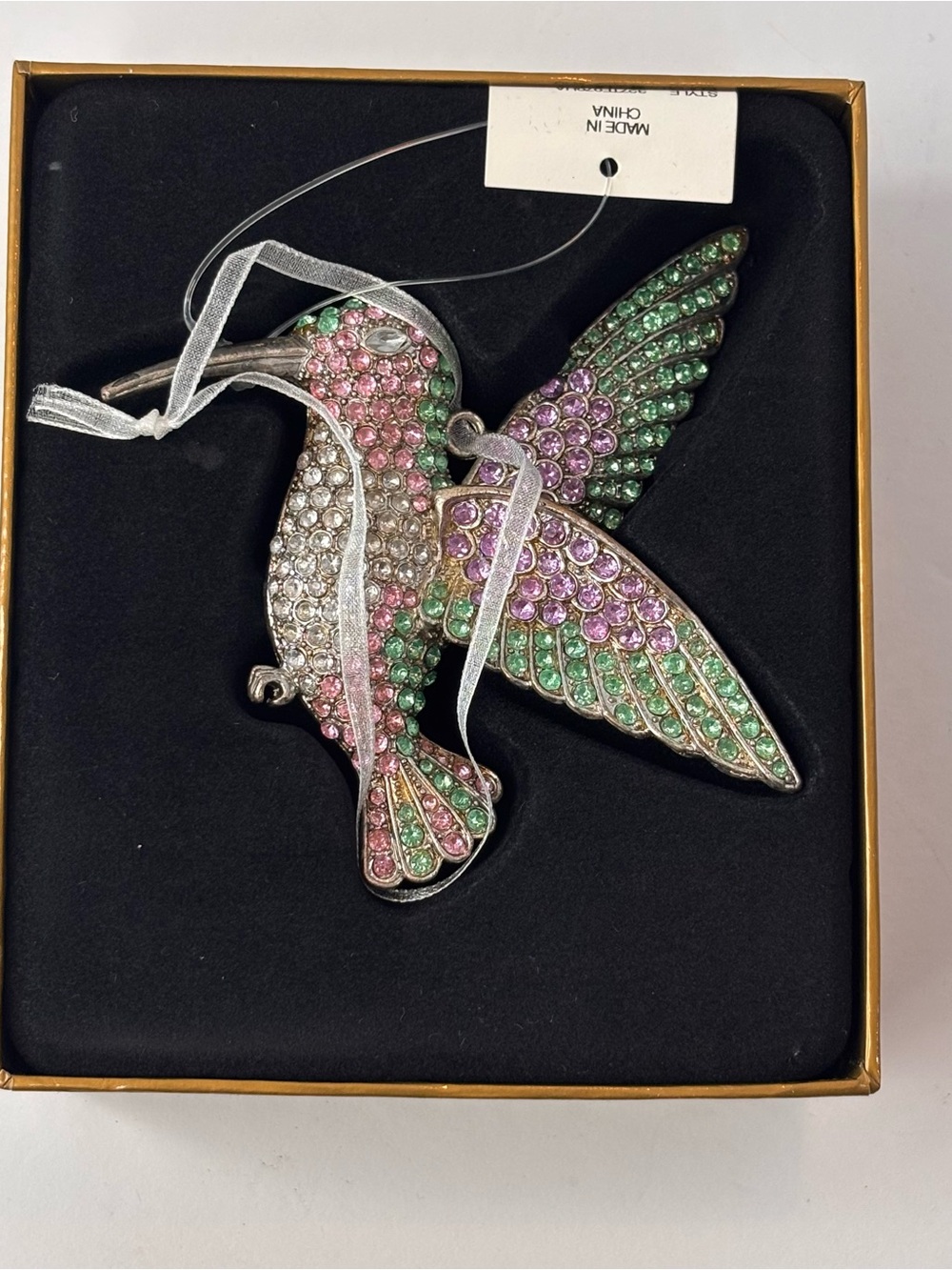 NIB Dillards Trimmings Jeweled Hand Crafted Hummingbird Christmas Ornament Metal - Picture 3 of 9